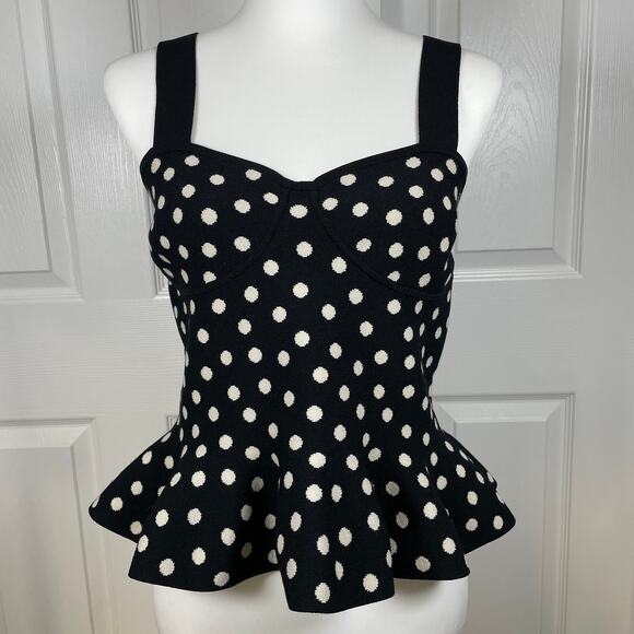 Express Women's Body Contour Polka Dot Sweater Medium Black and Off White - Picture 1 of 11